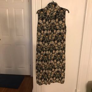 Zara sleeveless collared floral shirt dress
